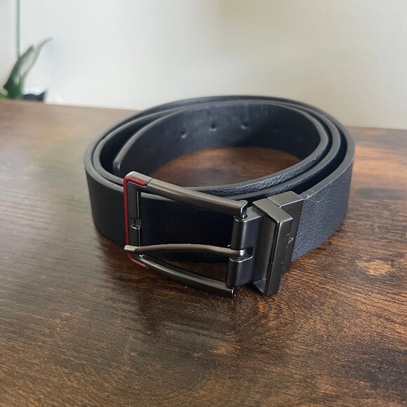 GUESS Men’s Black Leather Belt XL 42/44 Length Dress Casual Metal Buckle - Picture 1 of 10